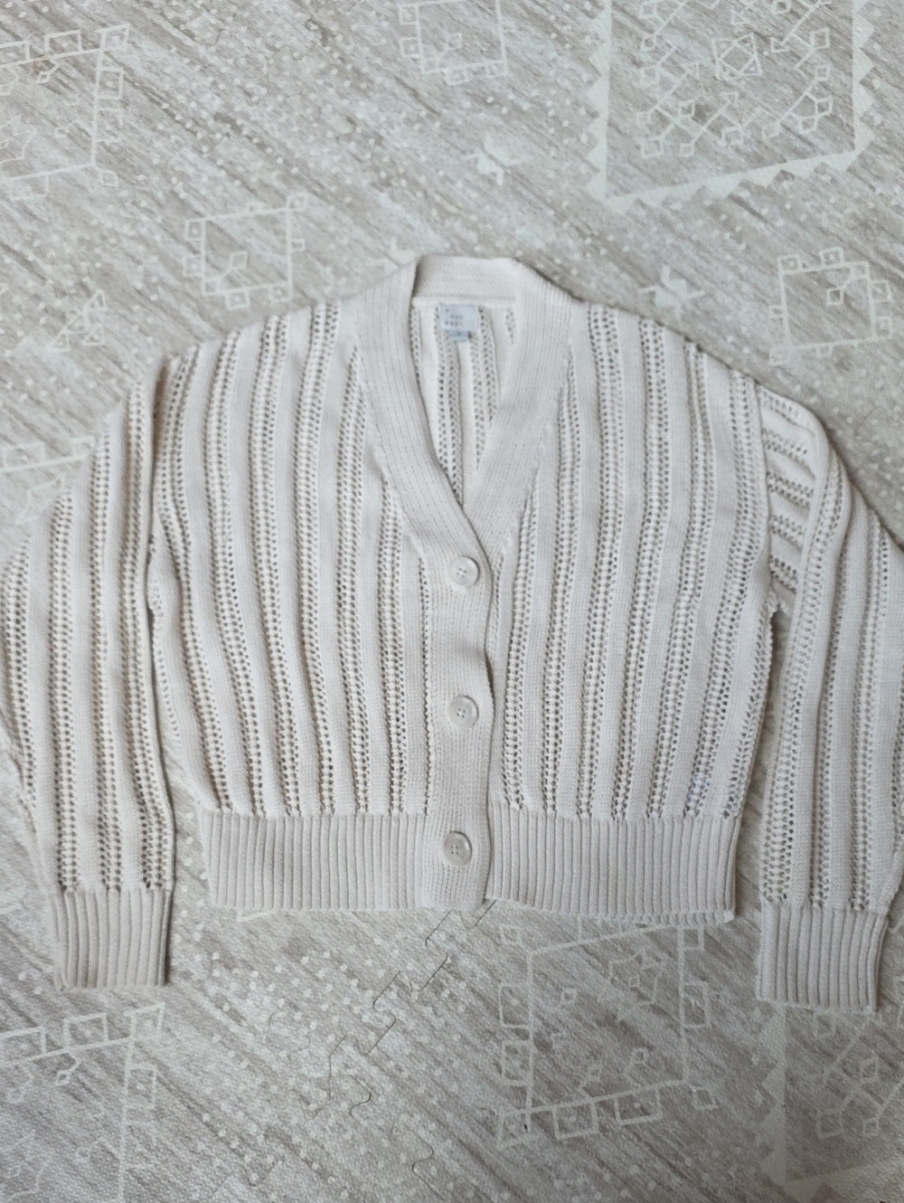 a new day Cream Open-Knit Button Front Cardigan